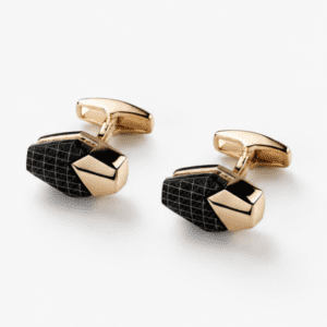 Pair of black gold wedding cufflinks for men