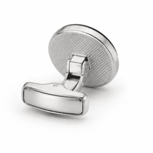 Rear view of premium floral pattern cufflinks with bullet back closure.