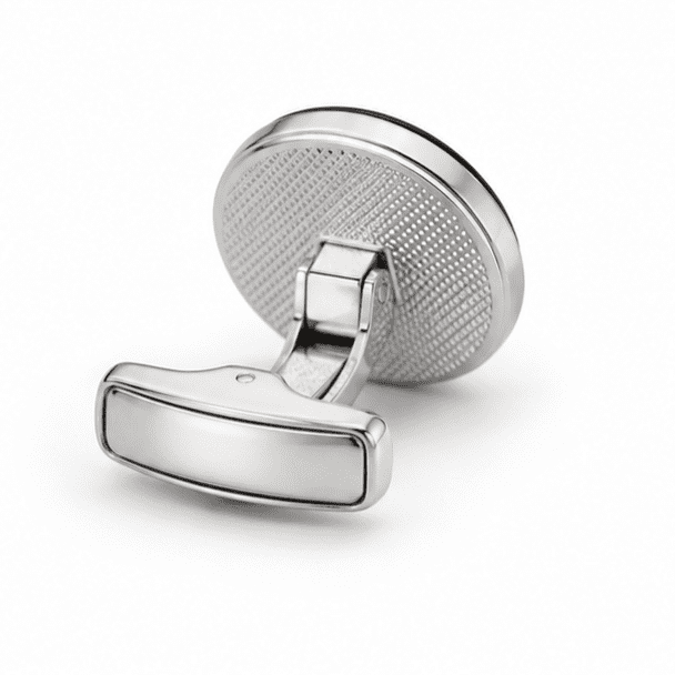 Rear view of premium floral pattern cufflinks with bullet back closure.