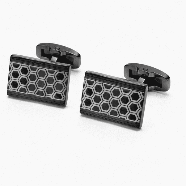 Pair of luxury black geometric cufflinks for formal shirts