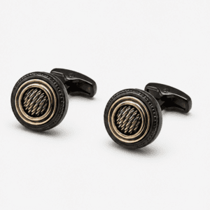 Elegant round cufflinks stainless steel black finish