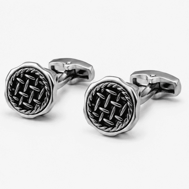 Pair of luxury black silver wedding cufflinks for men