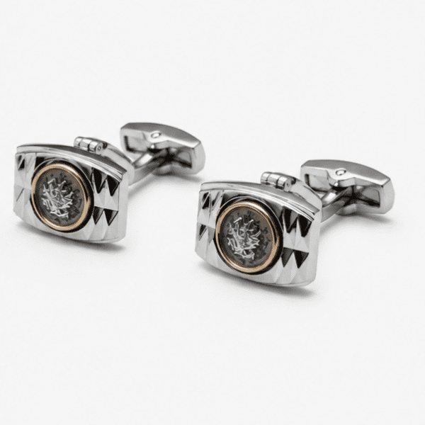 Luxury silver geometric cufflinks for men premium design
