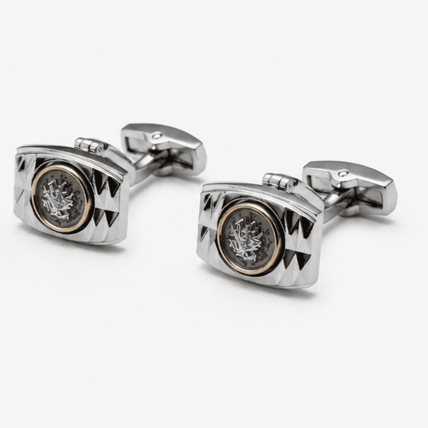 Luxury silver geometric cufflinks for men premium design