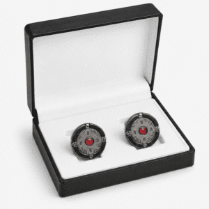Luxury Black Cufflinks For Men With Ruby Detail