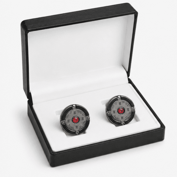 Luxury Black Cufflinks For Men With Ruby Detail