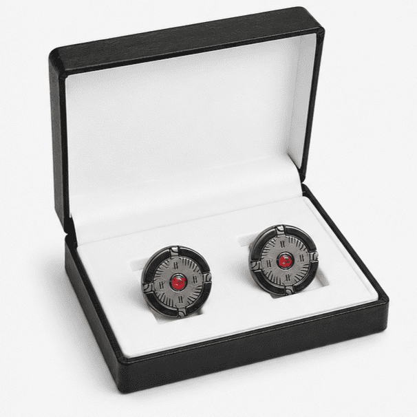 Luxury Black Cufflinks For Men With Ruby Detail