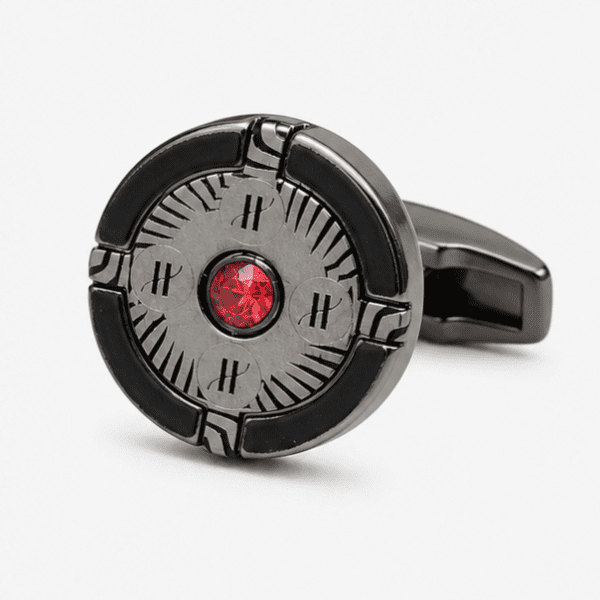 black cufflinks for men with red gemstone luxury designer finish