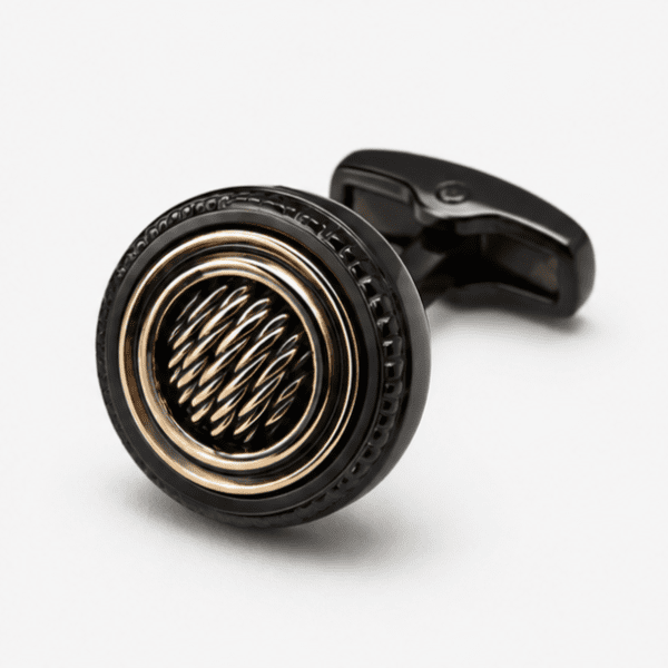 Luxury black gold round cufflinks for men premium design