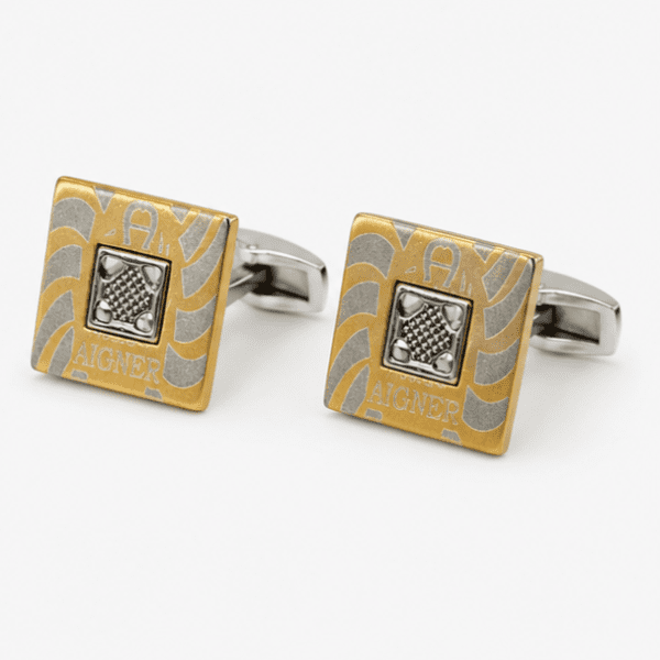 Pair of luxury gold and silver formal cufflinks for men's shirts