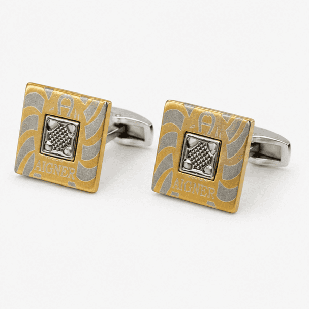 Pair of luxury gold and silver formal cufflinks for men's shirts