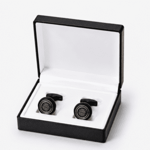 Luxury wedding cufflinks for men black gold style