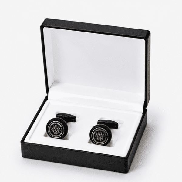 Luxury wedding cufflinks for men black gold style