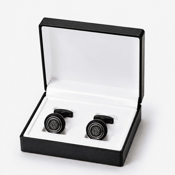 Luxury wedding cufflinks for men black gold style
