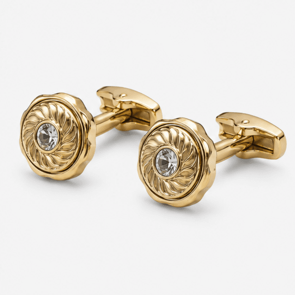 Pair of luxury gold wedding cufflinks for men