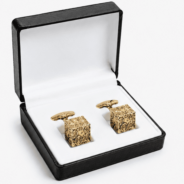 Luxury Gold Cufflinks For Men Cube Designer Style