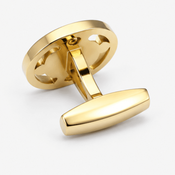 Gold cufflink rear toggle closure mechanism