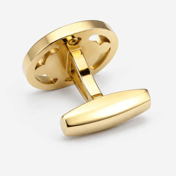 Gold cufflink rear toggle closure mechanism