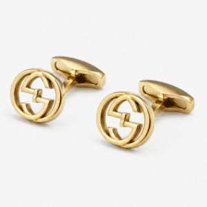 Pair of gold interlocking cufflinks for men's formal shirts