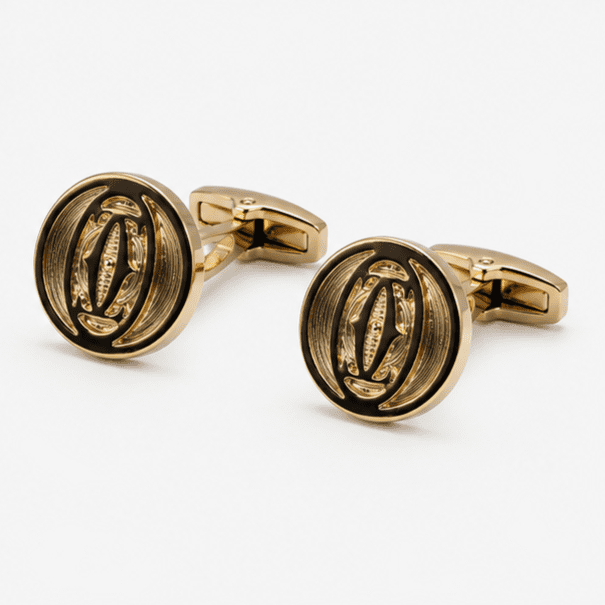 Pair of antique gold designer cufflinks for men's formal shirts
