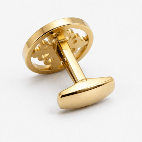 golden cufflinks for men with round luxury clover designer pattern