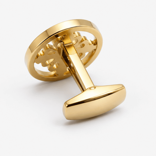 golden cufflinks for men with round luxury clover designer pattern