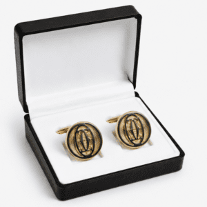 Antique gold round luxury cufflinks for men with premium gift box