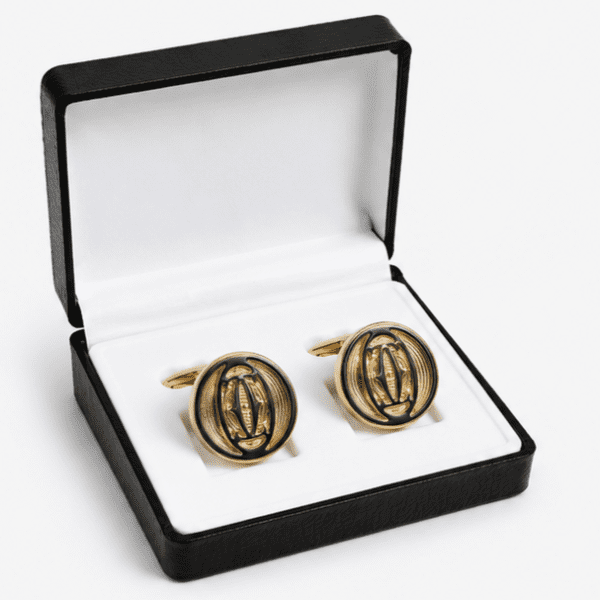 Antique gold round luxury cufflinks for men with premium gift box