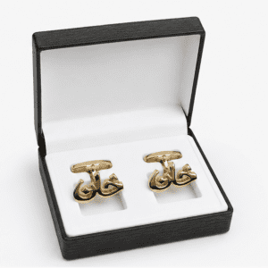 Premium Khan gold cufflinks with Arabic design for men in box gift