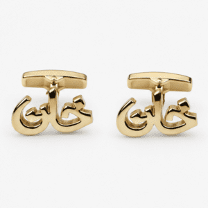 Premium Khan gold cufflinks with Arabic design for men
