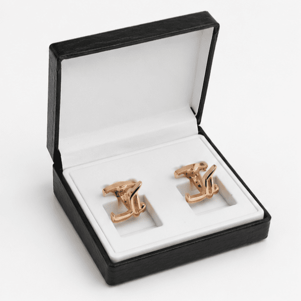 Malik rose gold heritage cufflinks for men by Cufflinkk in box