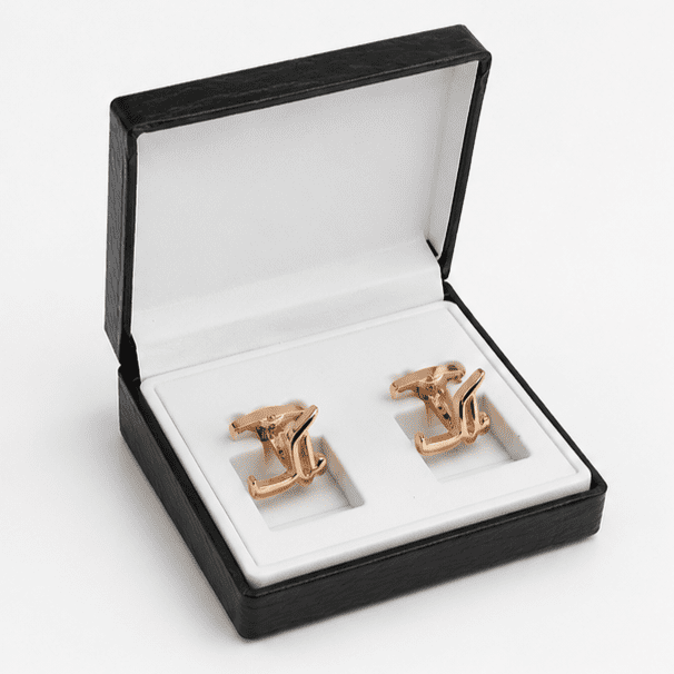 Malik rose gold heritage cufflinks for men by Cufflinkk in box