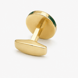 Luxury green and gold round designer cufflinks for men with premium gold finish