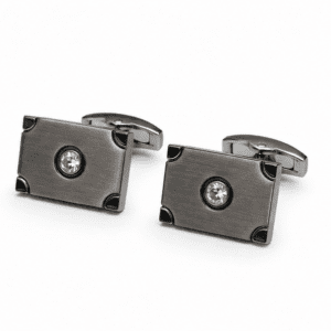 gunmetal cufflinks for men with crystal rectangular luxury designer design pair of cufflinks