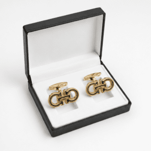 gold cufflinks for men with luxury signature loop designer design