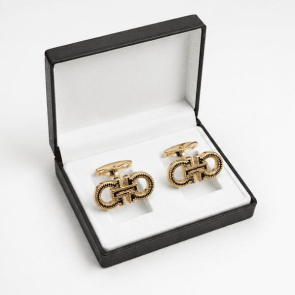 gold cufflinks for men with luxury signature loop designer design