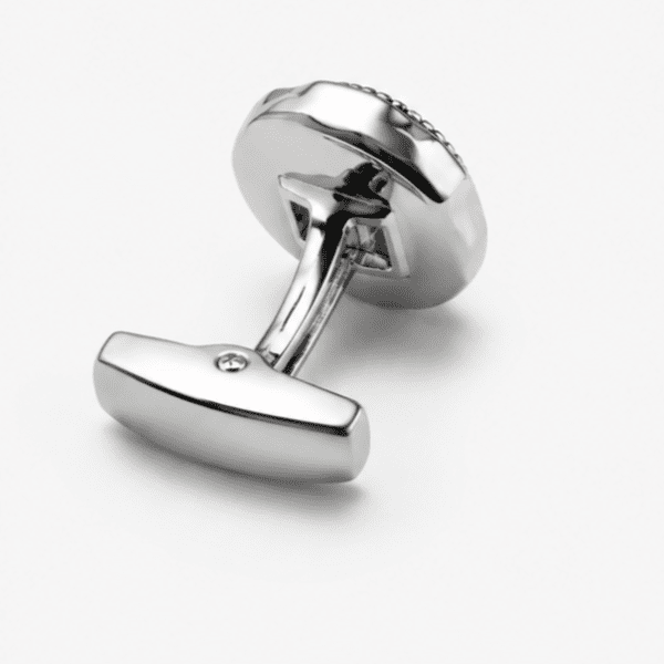 Back closure design of luxury silver men's cufflinks
