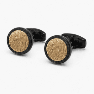 Luxury Black and Gold Round Cufflinks for Men