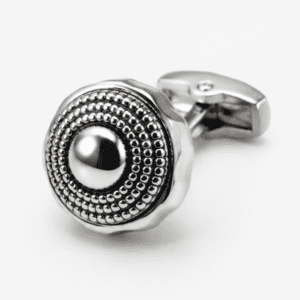Close-up view of premium silver designer cufflinks for men