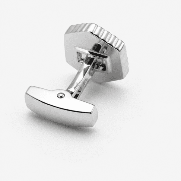 Back closure design of premium silver black men's cufflinks