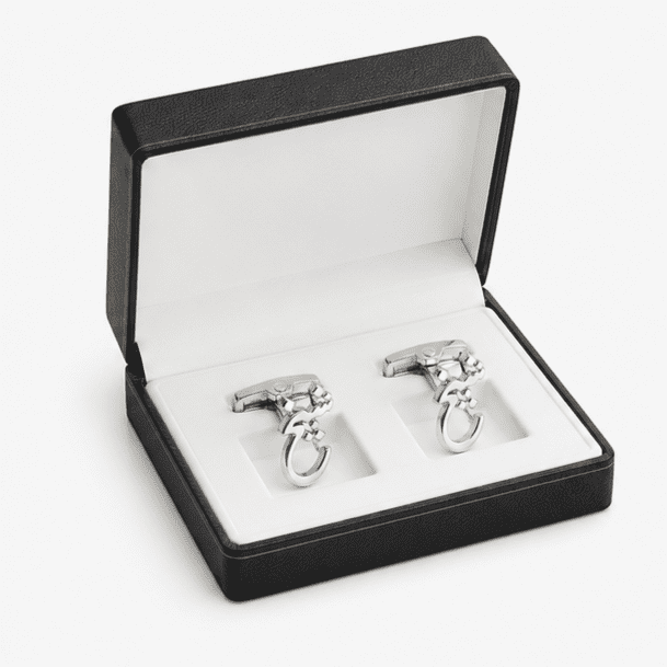 Sheikh caste premium silver cufflinks in luxury gift box Pakistan