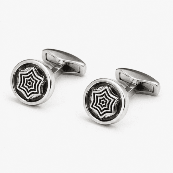 Pair of luxury silver cufflinks for men's formal wear