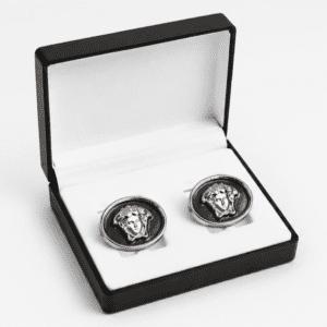 Silver Medusa cufflinks for men luxury designer formal accessory