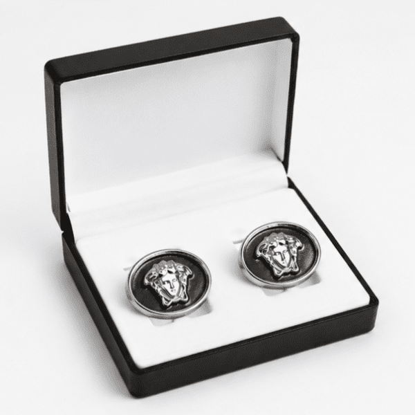 Silver Medusa cufflinks for men luxury designer formal accessory