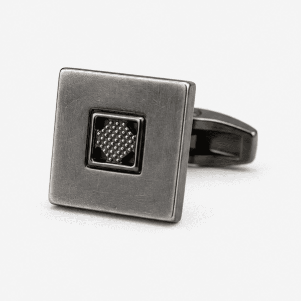 Luxury silver square designer cufflinks for men with matte finish and premium detailing