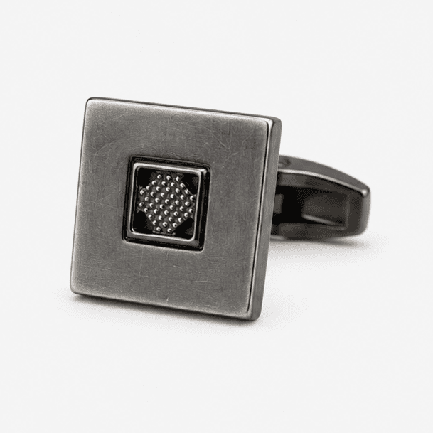 Luxury silver square designer cufflinks for men with matte finish and premium detailing