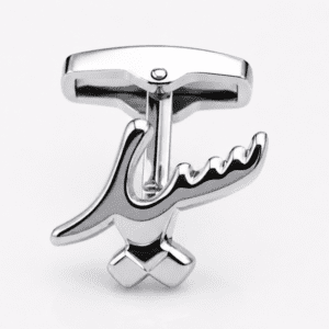 Premium silver designer cufflinks close up