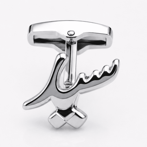 Premium silver designer cufflinks close up
