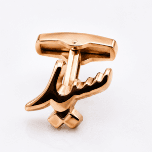 Premium Syed gold cufflinks for men with Arabic initial design closeup