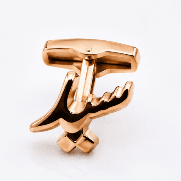 Premium Syed gold cufflinks for men with Arabic initial design closeup